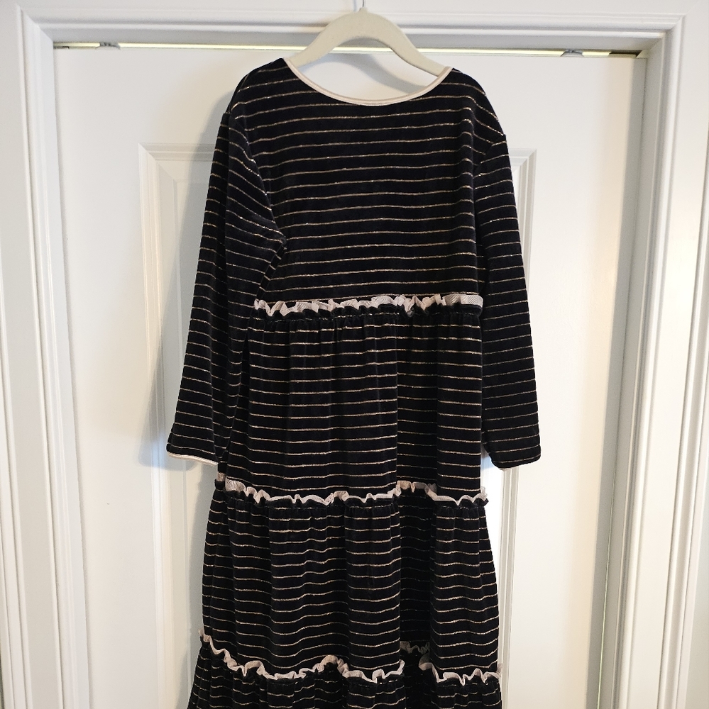 Hanna Andersson, Girls Dress, Black and Gold, Size 12 / 150